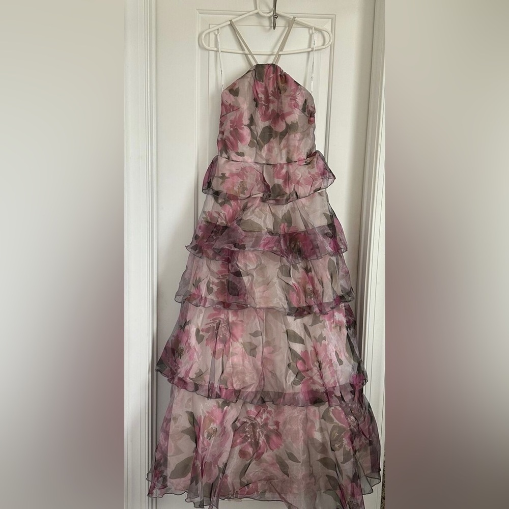 Speechless floral tiered sleeveless tulle lined prom dress size 1